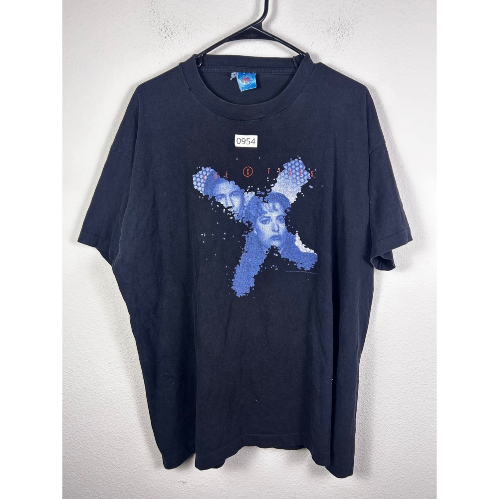 Vintage 1995 The X-Files T-Shirt Fruit of the Loom Black XL Single Stitch 90s TV